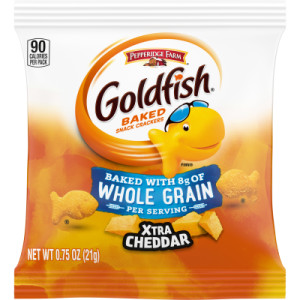 Pepperidge Farm Goldfish Made with Whole Grain Snack Crackers, Xtra Cheddar, .75 Ounces, Pack of 300 featured image