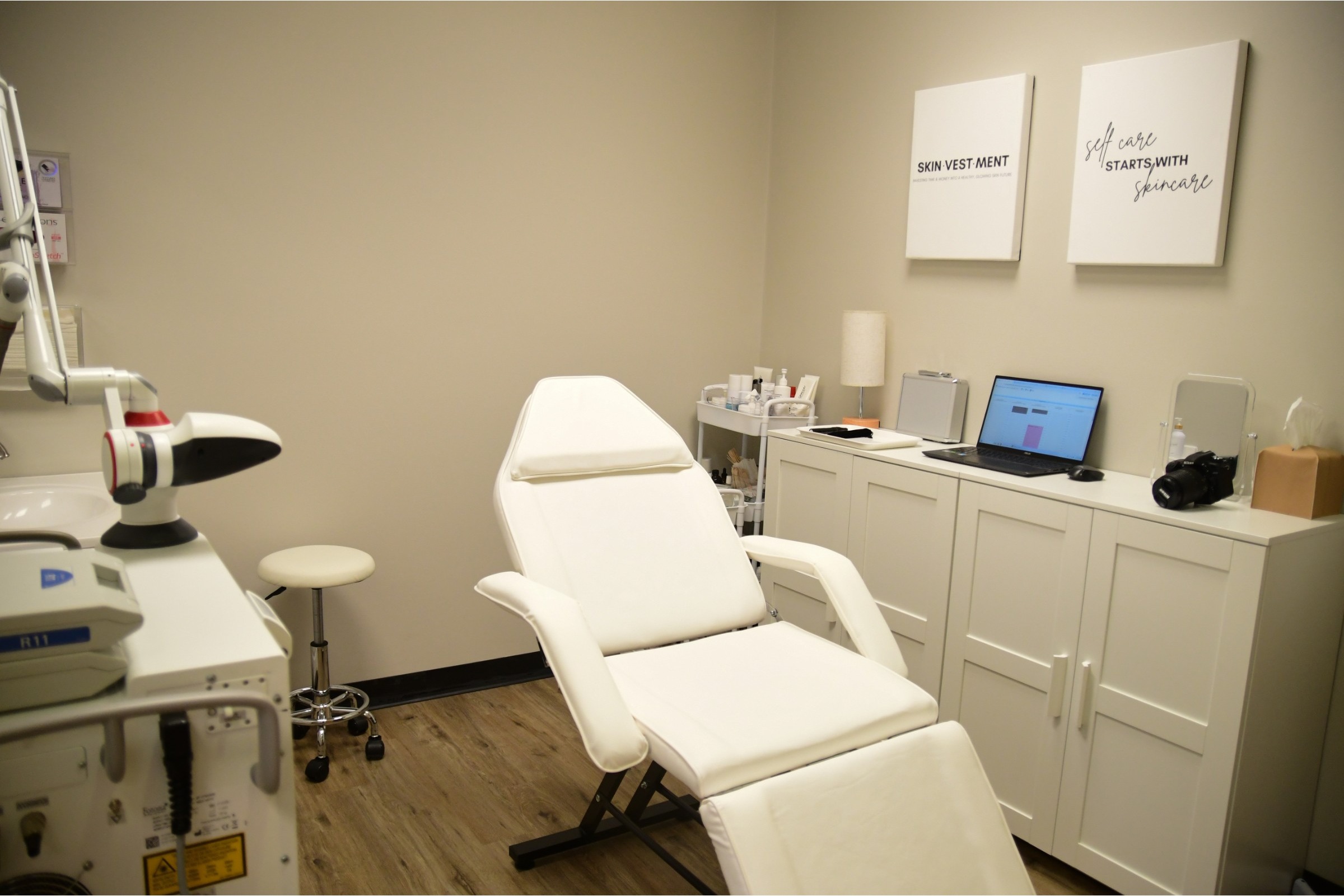 Aesthetic treatment chair for injectables and skin treatments at Care Esthetics Delaware