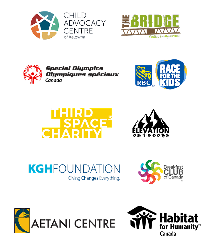 Logos of a variety of charities and organizations.