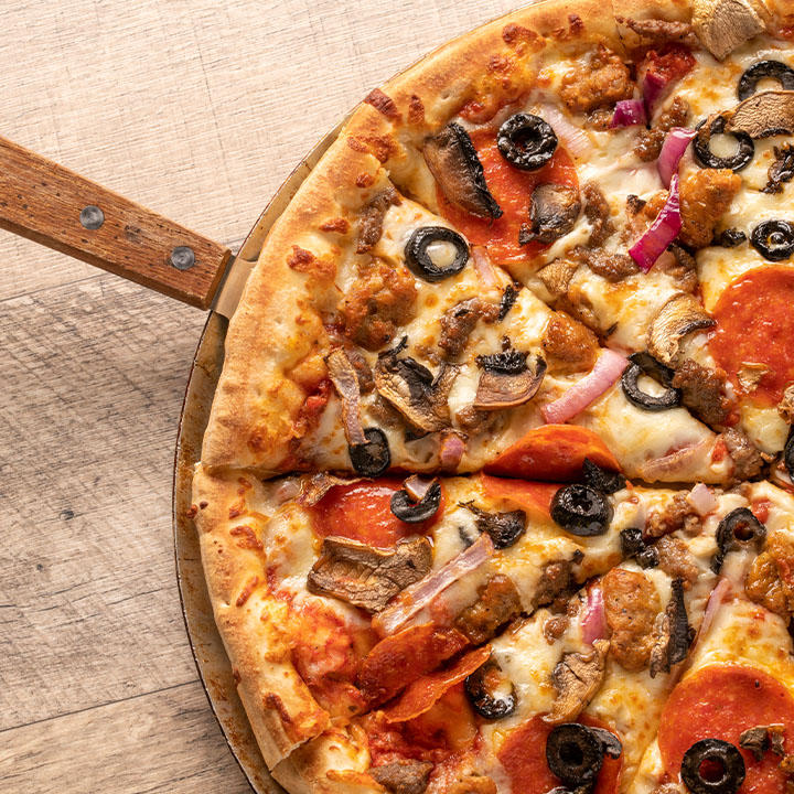 Try our Pizza Ranch staple, the Round Up! Beef, Italian Sausage, Pepperoni, Onion, Black Olive and M Pizza Ranch Cedar Rapids (319)365-6800