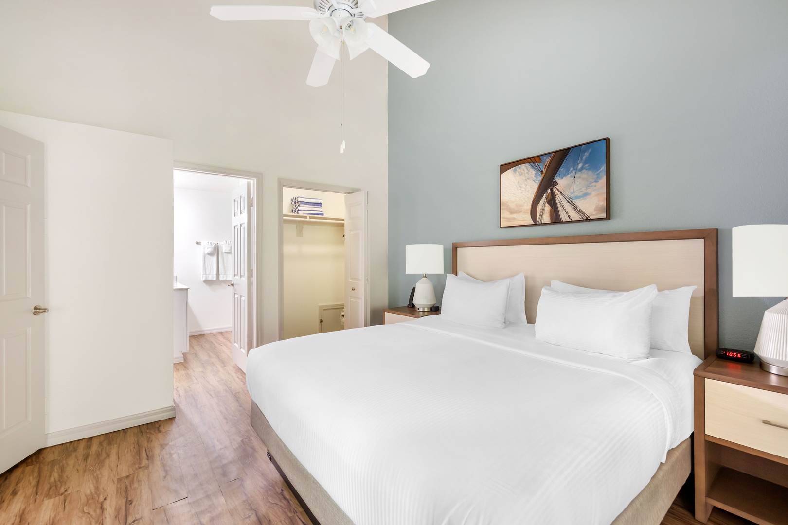 The 2-Bedroom Suite (Sleeps 6) at Bryan's Spanish Cove. This room features one bed.