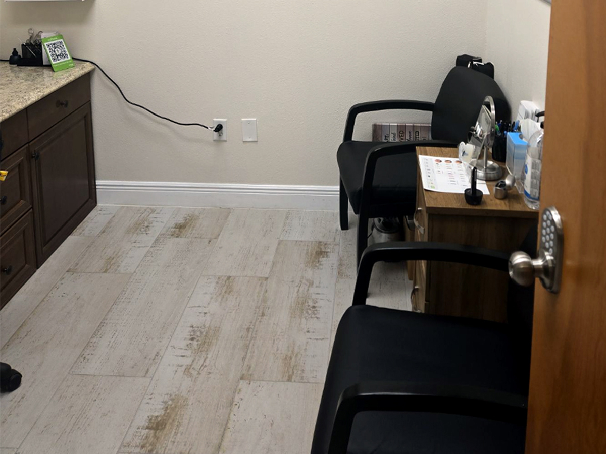 Interior photo of the hearing consultation office for AudioNova hearing clinic in Bushnell, FL