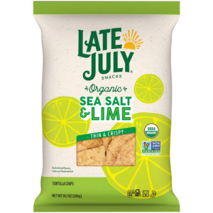 Late July Snacks Thin and Crispy Organic Tortilla Chips with Sea Salt and Lime, 10.1 oz Bag featured image