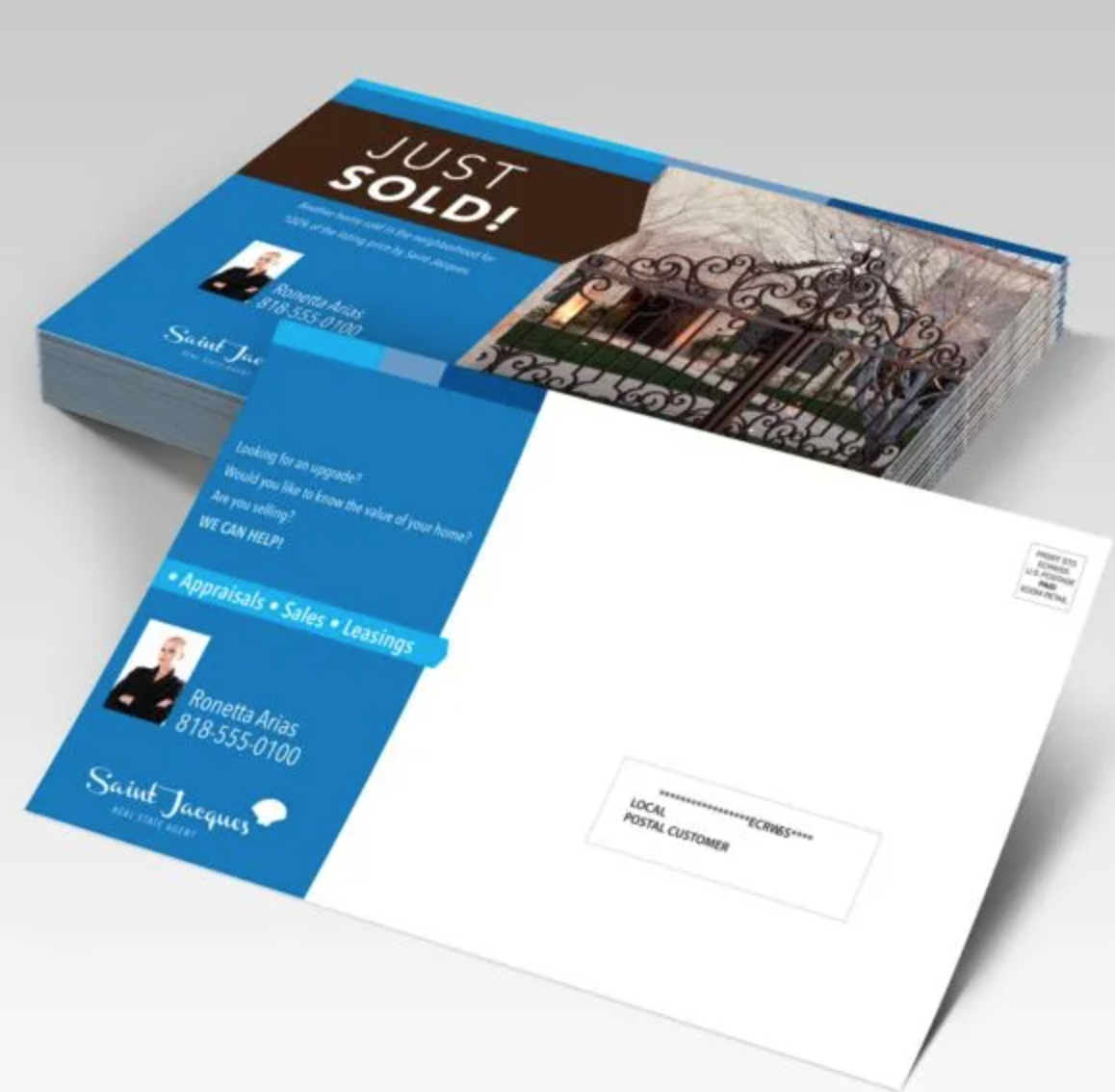 Custom direct mailing services by PrintSteals, offering professionally printed postcards, brochures, and marketing materials, ready for distribution.