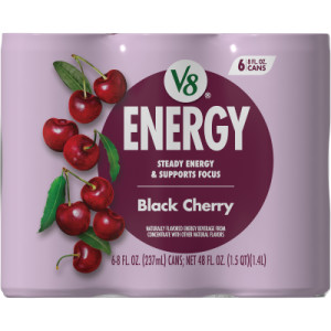 V8 +Energy® Black Cherry Juice Energy Drink, 8 fl oz Can (24 Pack) featured image