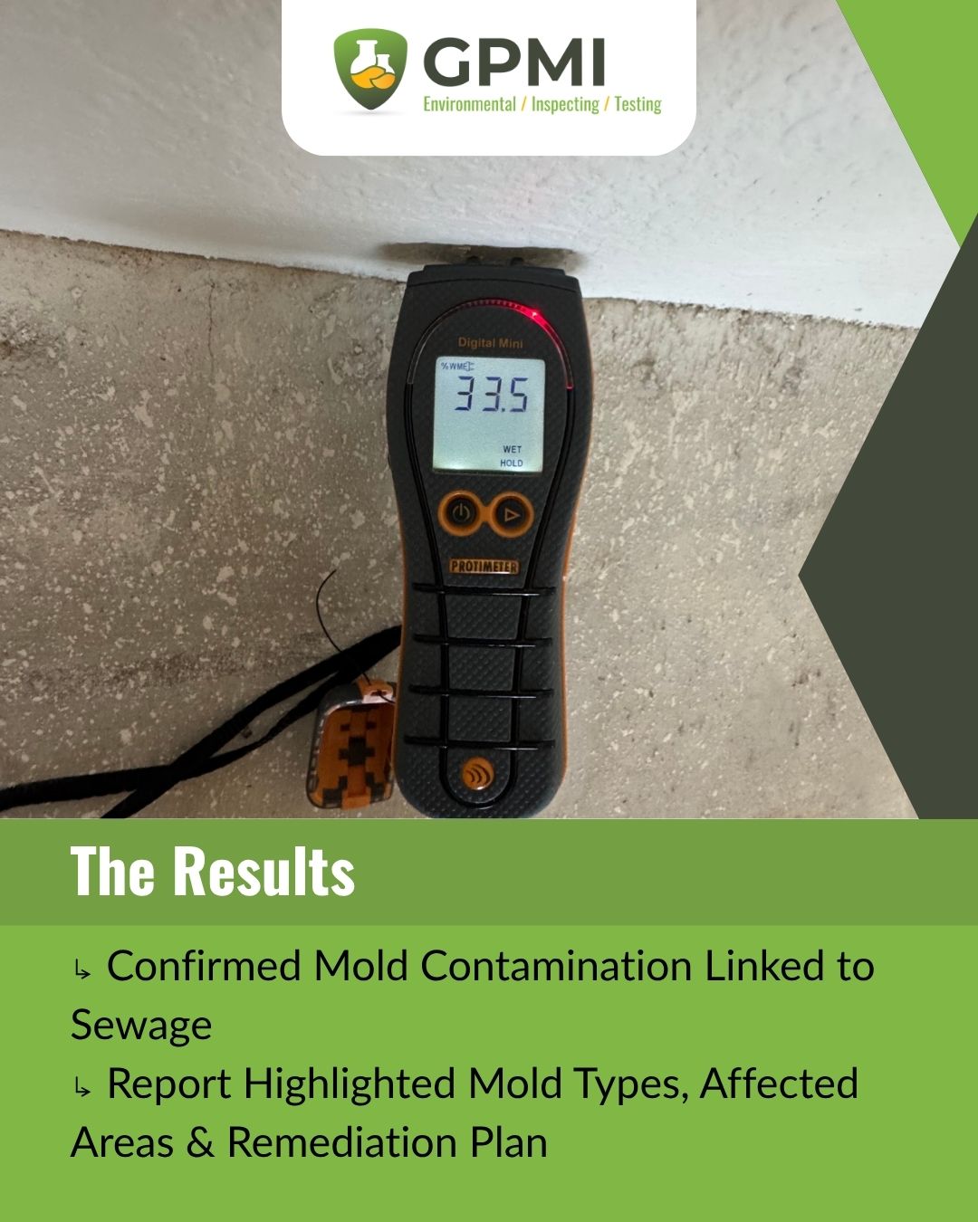 Thermal imaging inspection photo showing cold and wet areas behind interior materials, helping identify hidden moisture and possible mold concerns.