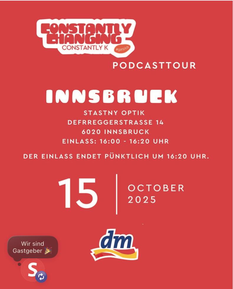 Bild zu Wir sind heute der Gastgeber einer Podcast Tour von Karin Teigl (constantlyk) und dadurch sind wir heute Nachmittag nur im eingeschränkten Betrieb für euch da. Für Notfälle und Reparaturen steht aber unser Kinderstore bereit. 