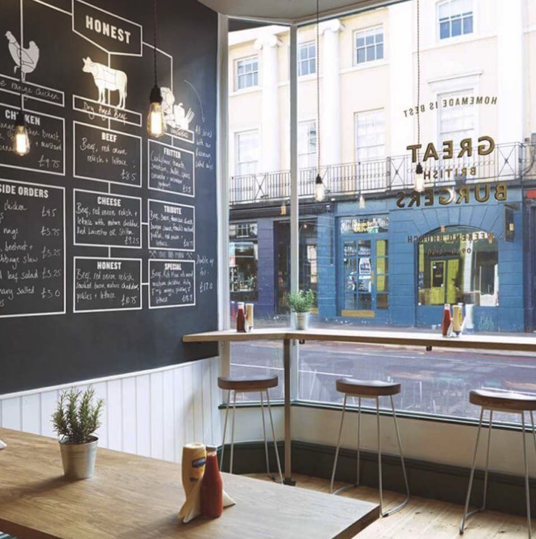 Restaurant interior, ground level.