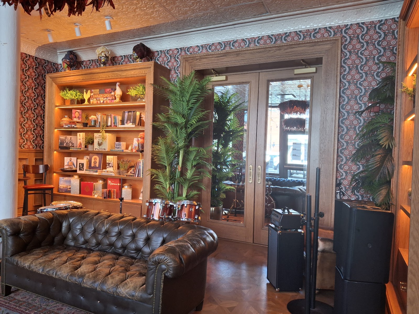 The entrance connecting the Parlor to the Gold Room, two of Red Rooster Harlem's private event spaces in Harlem.