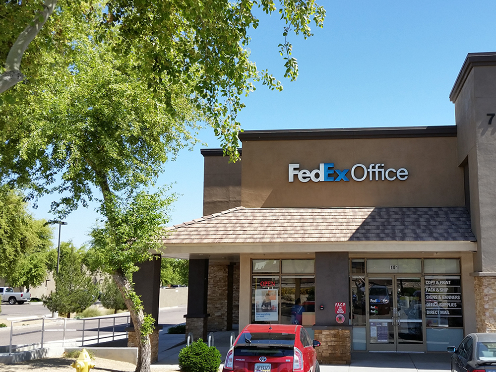 Exterior photo of FedEx Office location at 7707 S Kyrene Rd\t Print quickly and easily in the self-service area at the FedEx Office location 7707 S Kyrene Rd from email, USB, or the cloud\t FedEx Office Print & Go near 7707 S Kyrene Rd\t Shipping boxes and packing services available at FedEx Office 7707 S Kyrene Rd\t Get banners, signs, posters and prints at FedEx Office 7707 S Kyrene Rd\t Full service printing and packing at FedEx Office 7707 S Kyrene Rd\t Drop off FedEx packages near 7707 S Kyrene Rd\t FedEx shipping near 7707 S Kyrene Rd