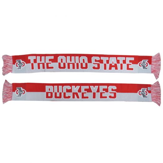 Scarlet and gray knit scarf College Traditions Columbus (614)291-4678