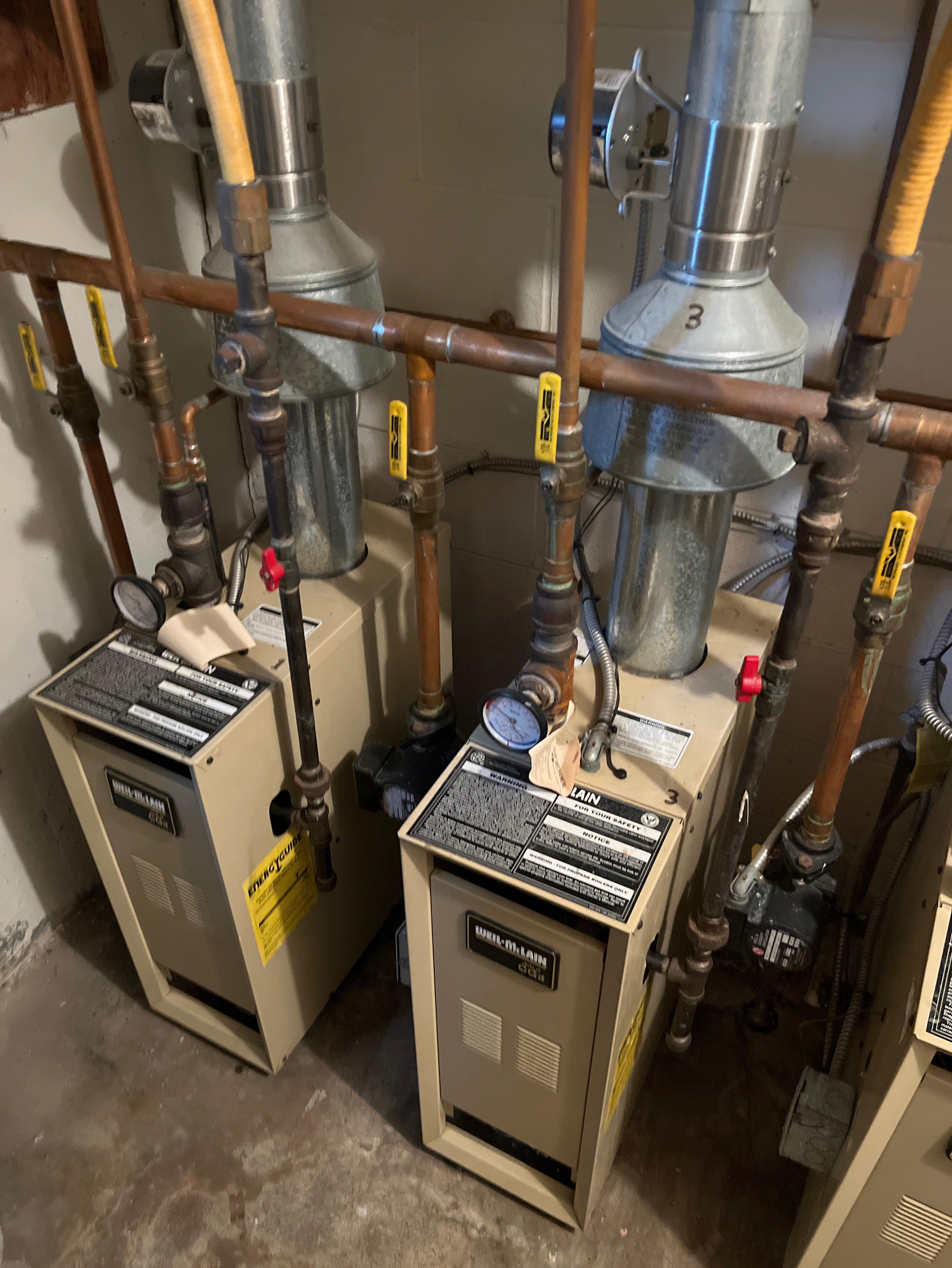 Always Affordable Air- Serviced Weil McClain boiler. Found a gas leak in on pilot tubing off of the gas valve. Tightened the fitting and started the boiler. Rechecked the leak location with bubbles.