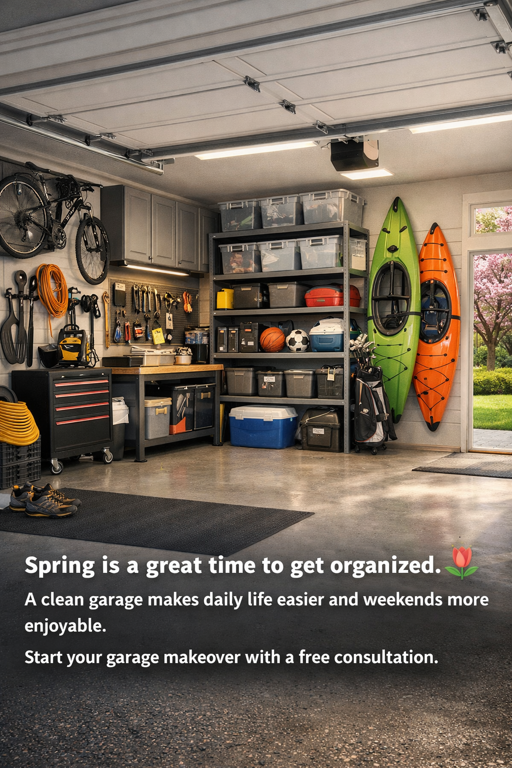 A better garage starts with a simple conversation. ???? Custom storage, clean flooring, and a layout that works for your home. Message us today to schedule your free design consultation.