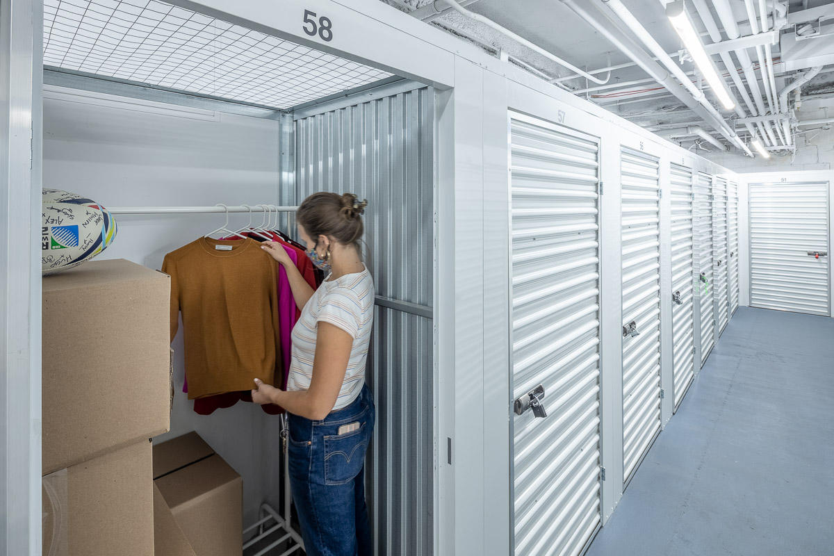 Woman in her storage locker