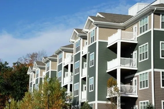 Apartment buildings representing multi-family electrical construction services.