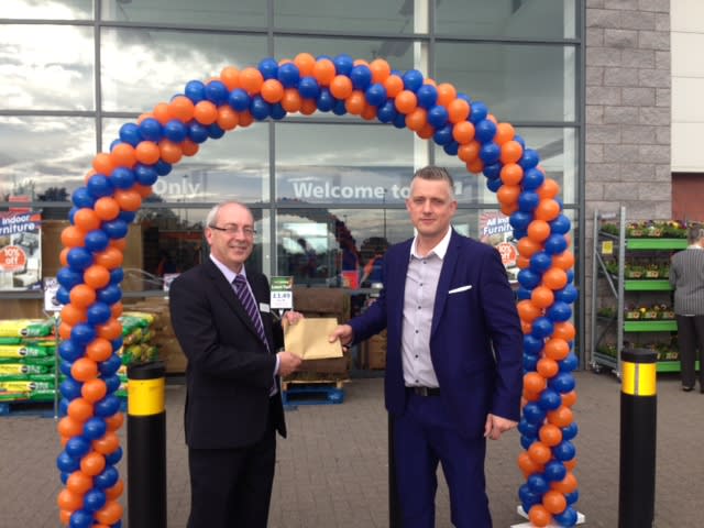 Shawn Pollard, CEO, of the charity organisation Halton Haven received £250 worth of B&M vouchers as a thank you for opening the store.