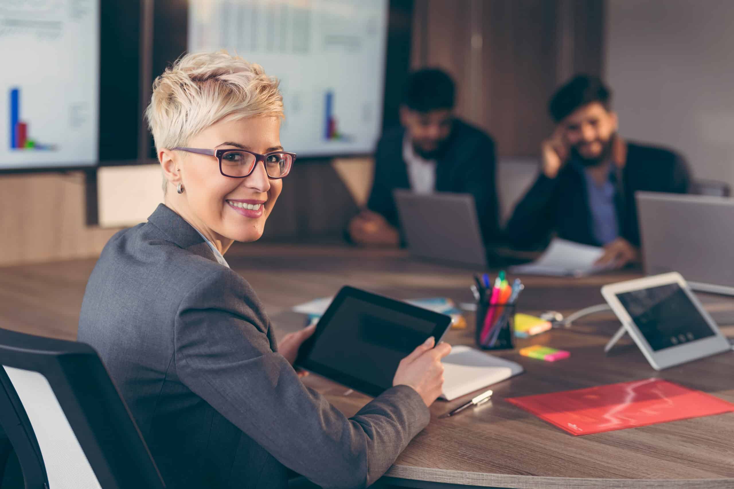 Group of business people working in an office