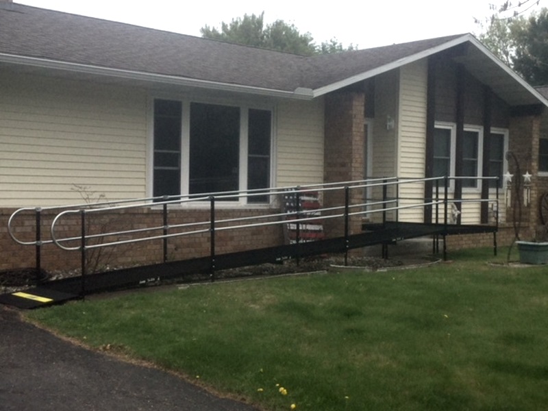 Amramp of Southeastern Wisconsin installed this wheelchair ramp in Antigo, WI so that the client could bring home his mother-in-law to live with them. He was very happy with the sturdy, steel ramp and stated that it was so much better than the aluminum one they had previously.