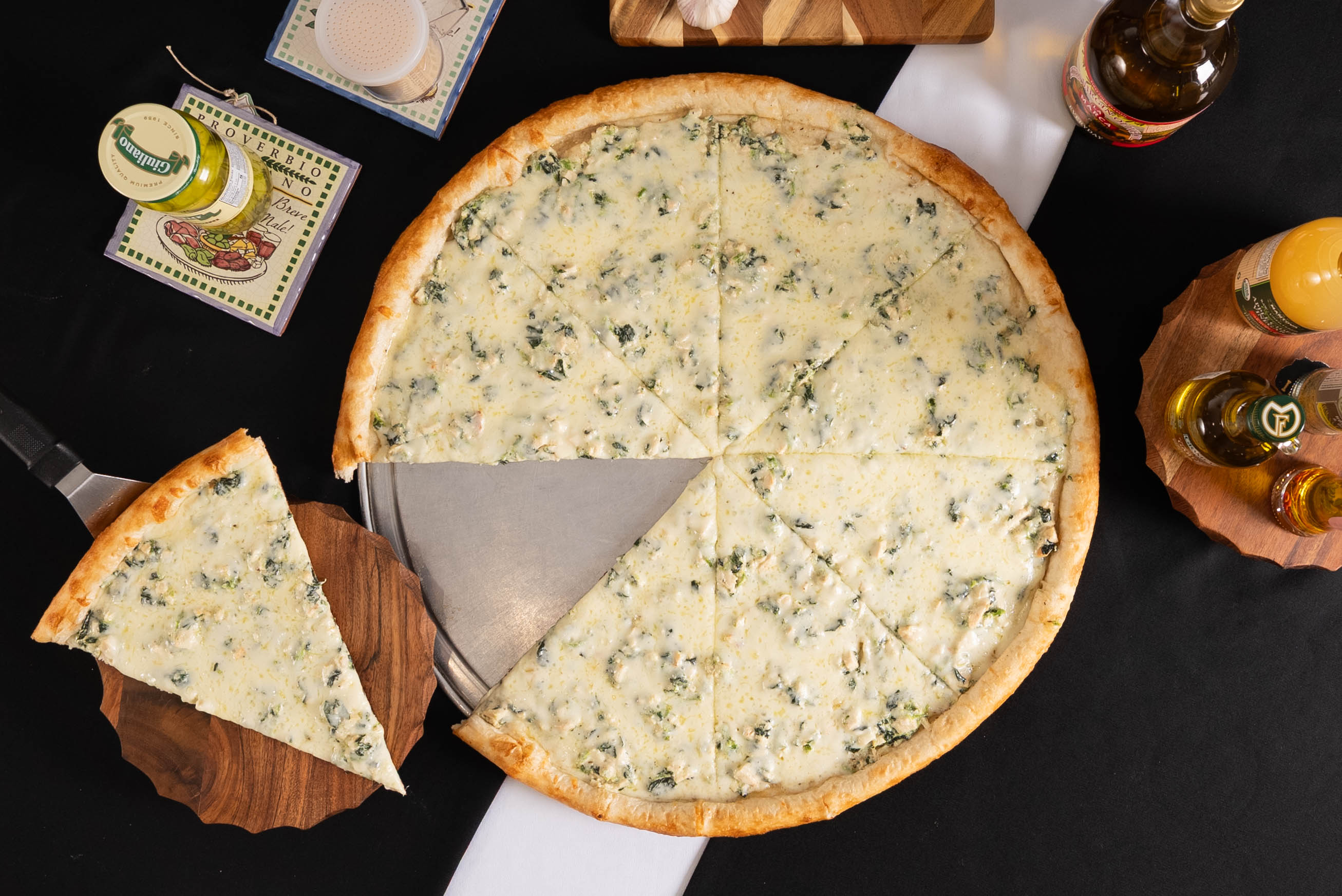 Spinach Chicken Alfredo Pizza 