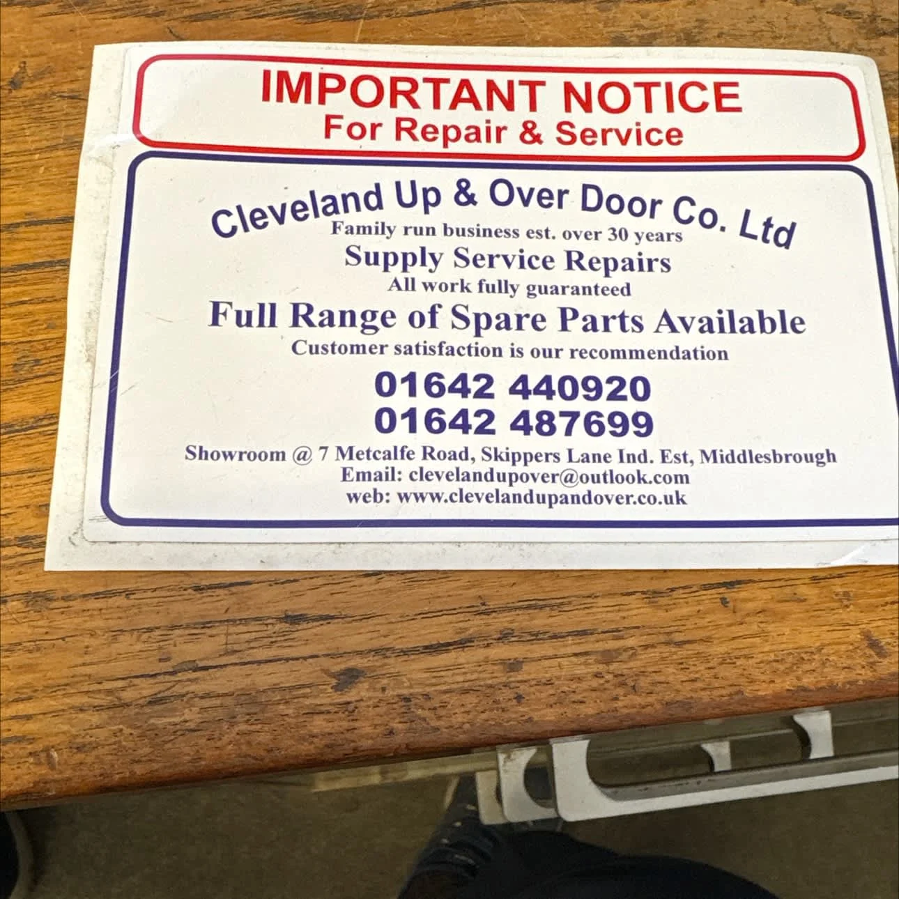 Cleveland Up & Over Door Co Ltd