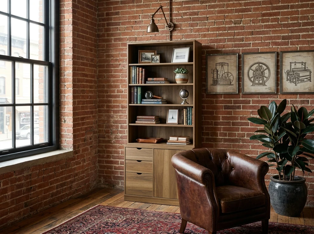 Canton Bookcase Credenza by Foundry 39, an 88-inch solid wood storage system with adjustable shelvin 