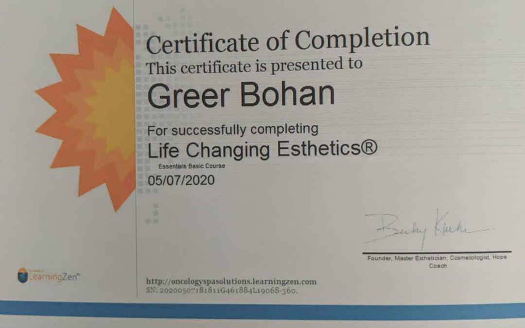 I am so proud and excited to have completed the @oncology_spa_solutions Life Changing Esthetics course. I am looking forward to integrating this training and product knowledge into practice to assist oncology patients with their skincare.