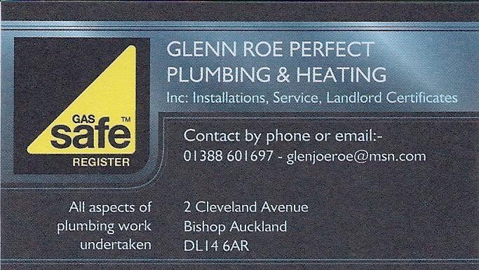 Glenn Roe Perfect Plumbing & Heating Bishop Auckland 01388 601697