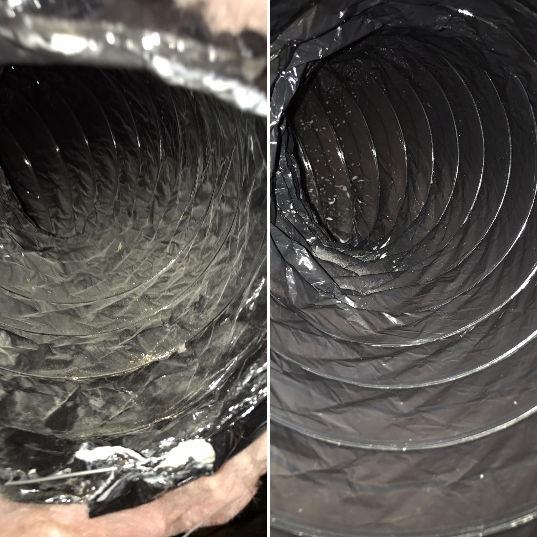 Flex Duct - before & after cleaning