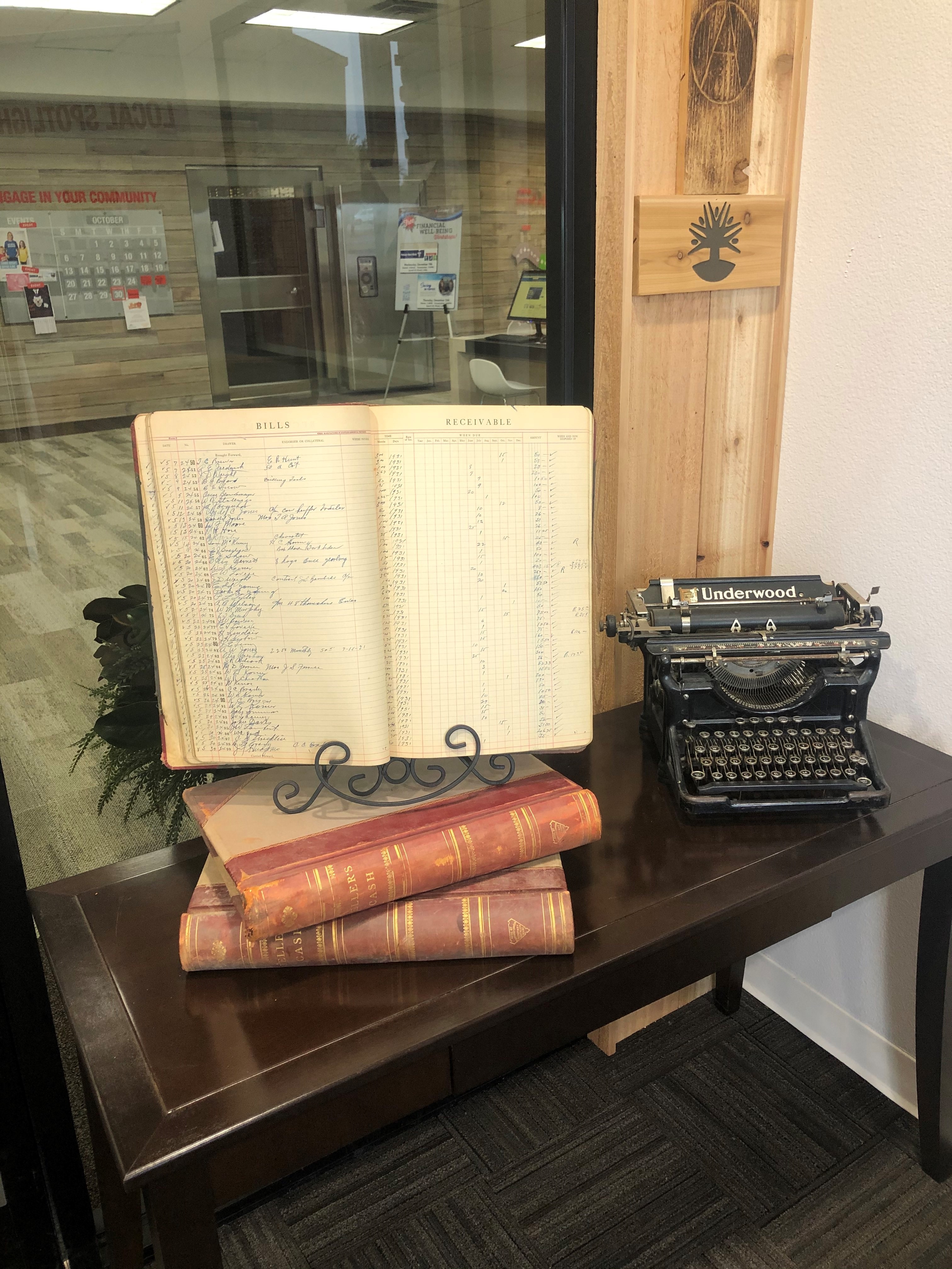 First United Bank - Krum - interior antique appointment book