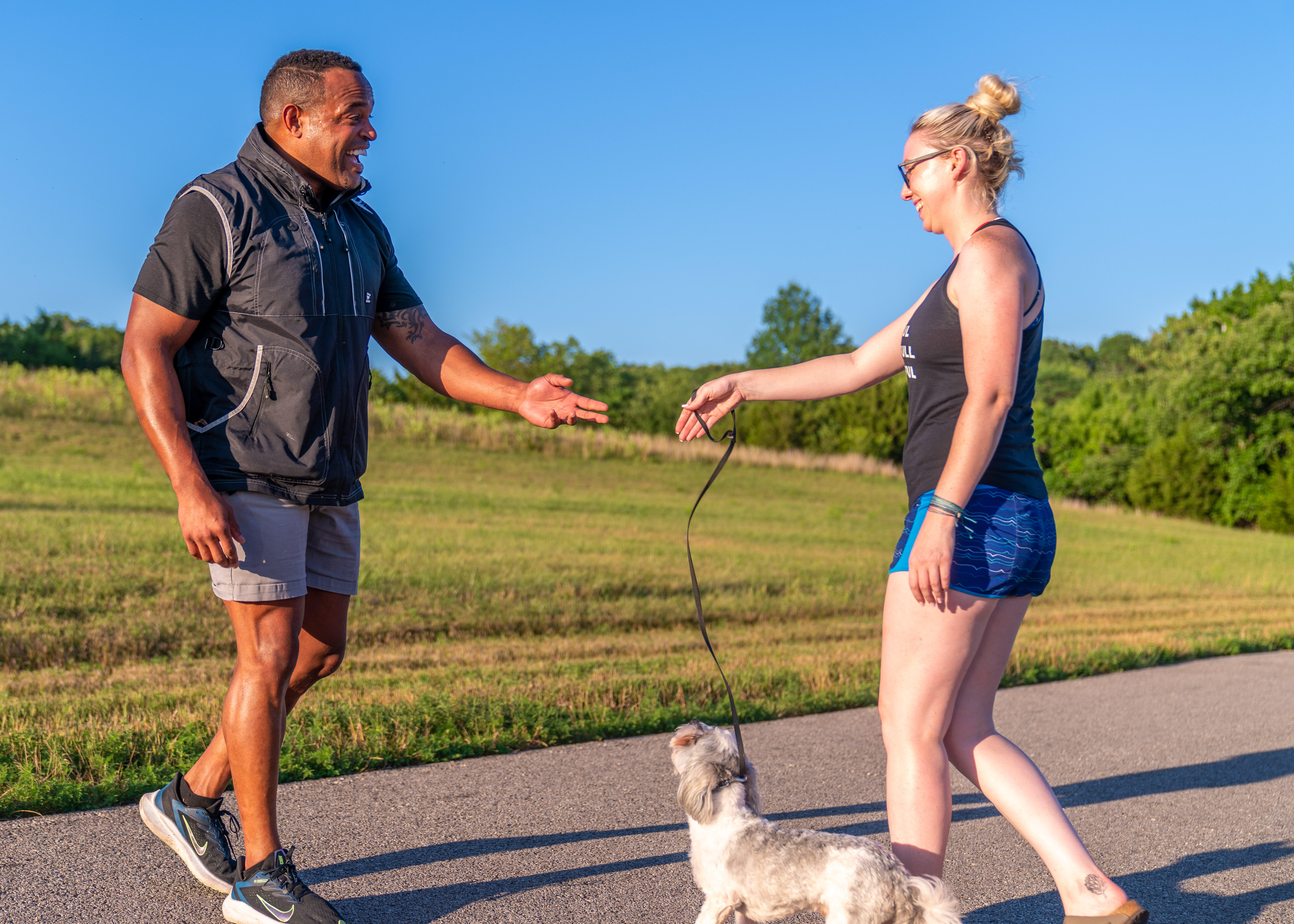 Dog trainer working with a client