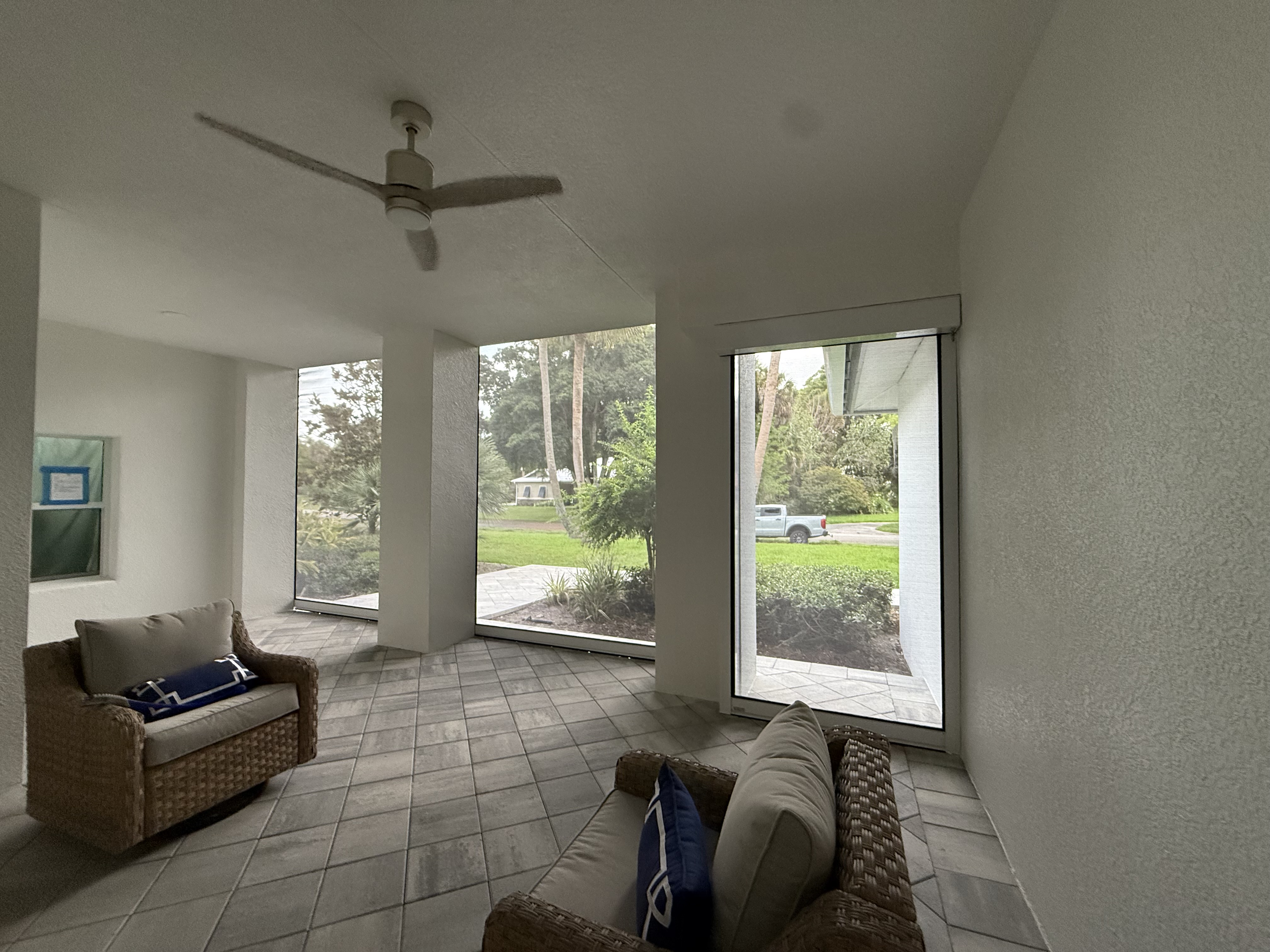 Front Entry Motorized Screens Interior View