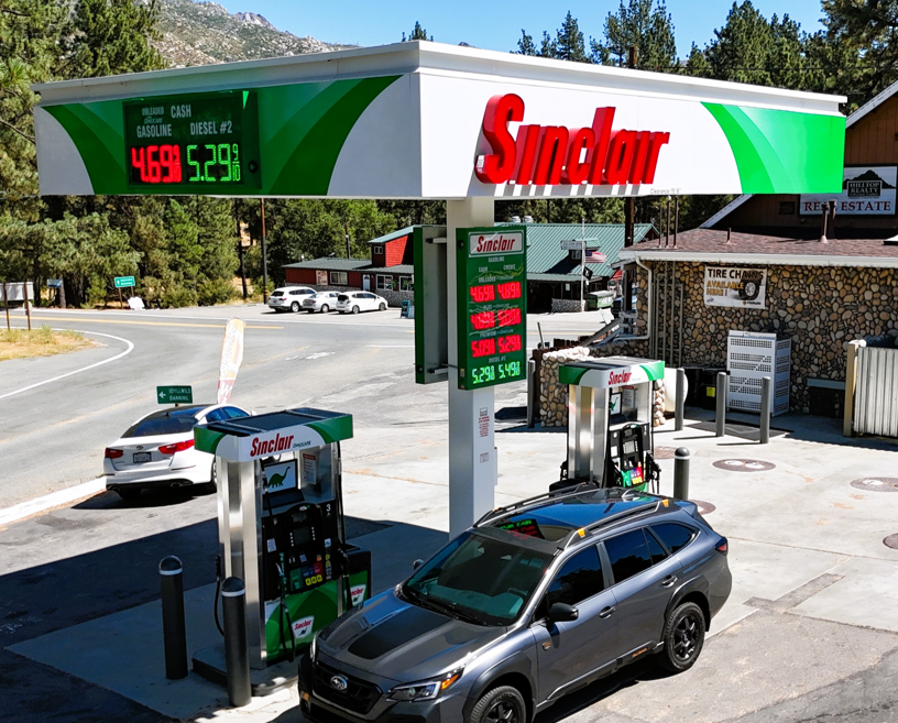 Sinclair Gas Station and fueling island.