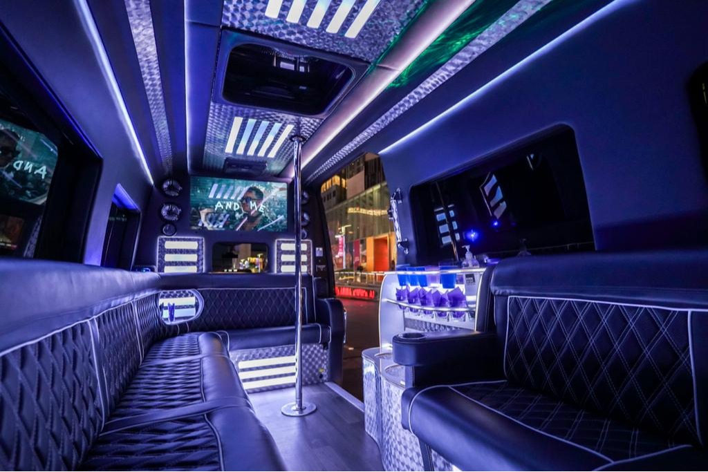 Las Vegas Party Bus Ultra Luxury Sprinter with state of the art sound and lighting.