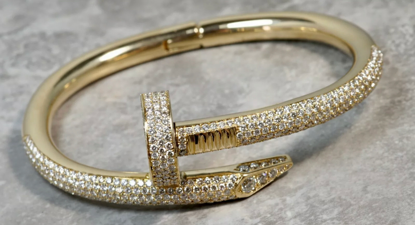14k yellow gold diamond nail bracelet