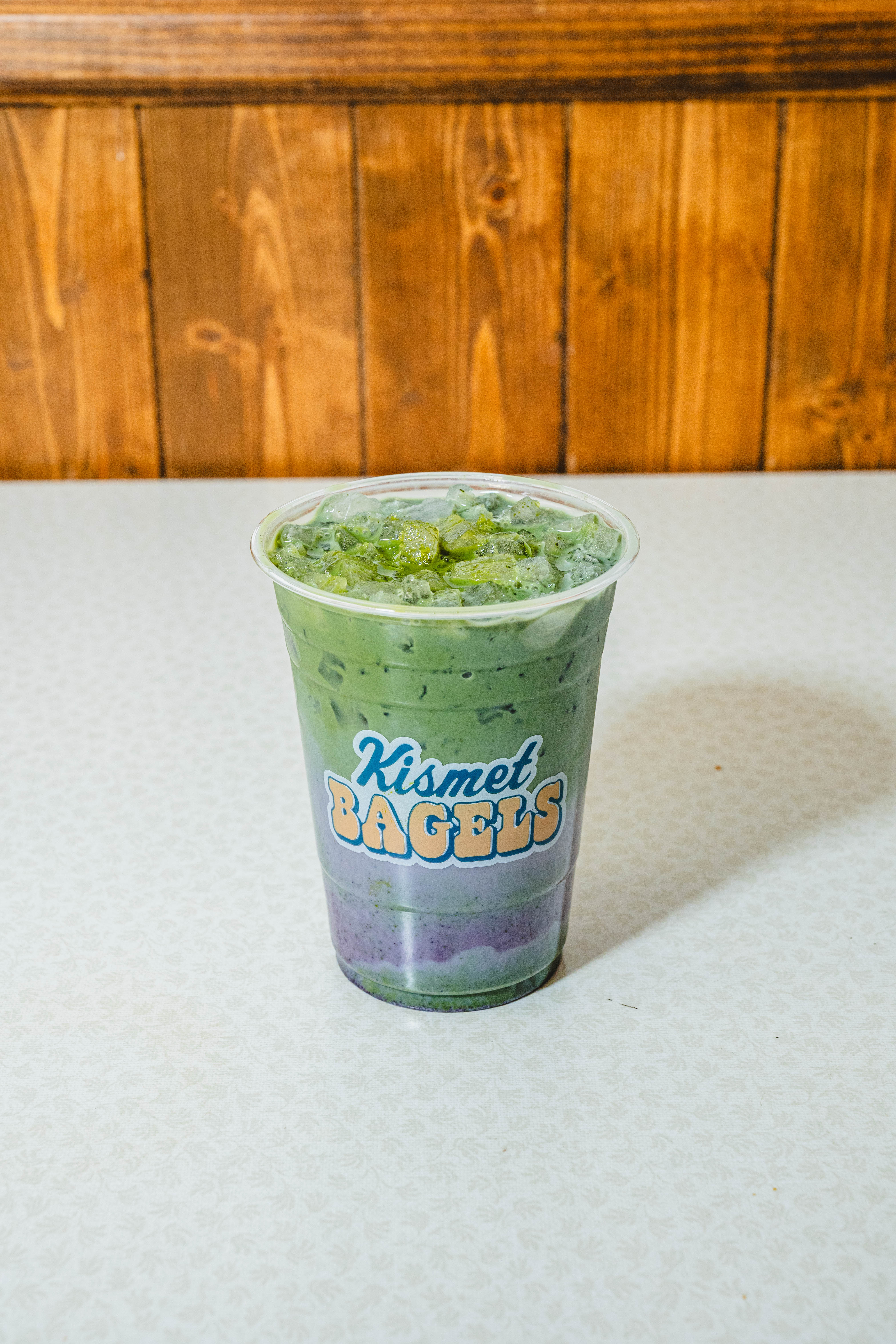 Fresh blueberry goop, housemade vanilla syrup, matcha. Available in 16 oz.