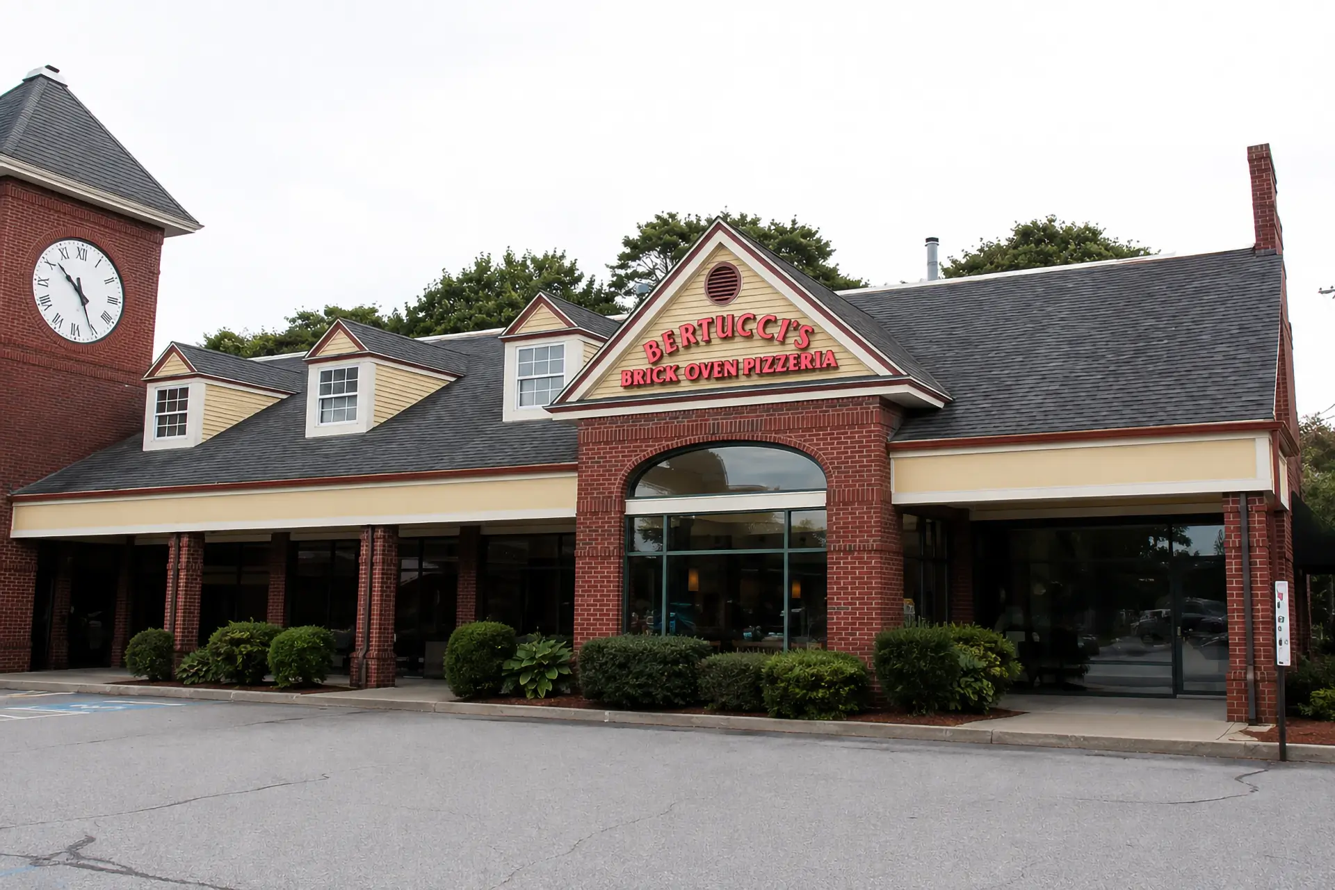 The red brick exterior of Bertucci's Chelmsford