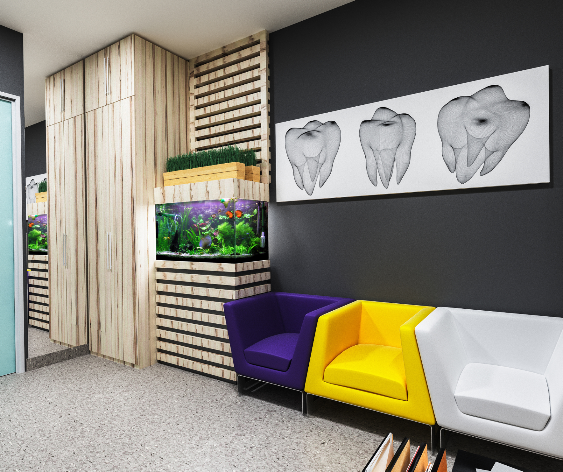 This welcoming dental office lobby was thoroughly cleaned by Dallas Janitorial Services, featuring sanitized seating and spotless reception areas. Our specialized healthcare facility cleaning ensures patients enjoy a clean, comfortable environment while waiting for dental care.