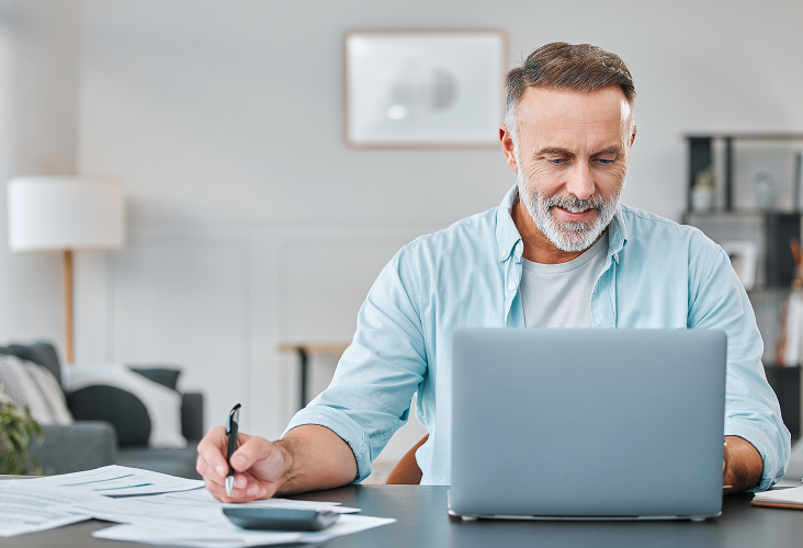 A client reviewing their taxes on their laptop.