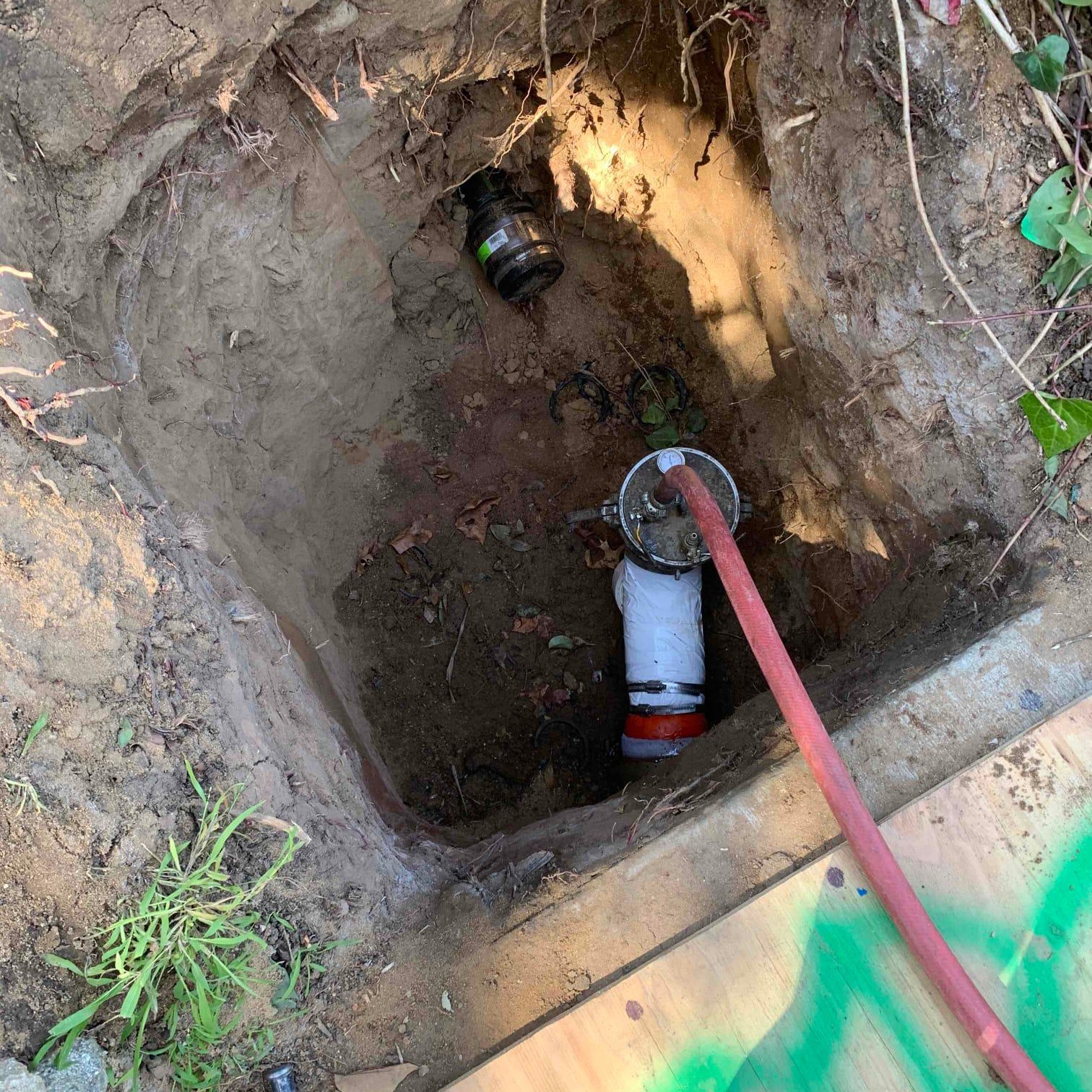 Pipe burst in progress.