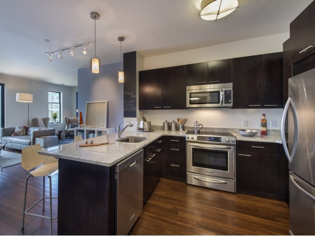 Modern Kitchen Windsor at Maxwell's Green Apartments Somerville (617)855-0695