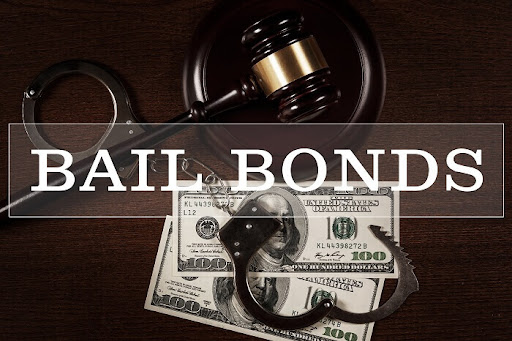The image, in bold white capital letters, the words "BAIL BONDS" are displayed over a transparent horizontal band.