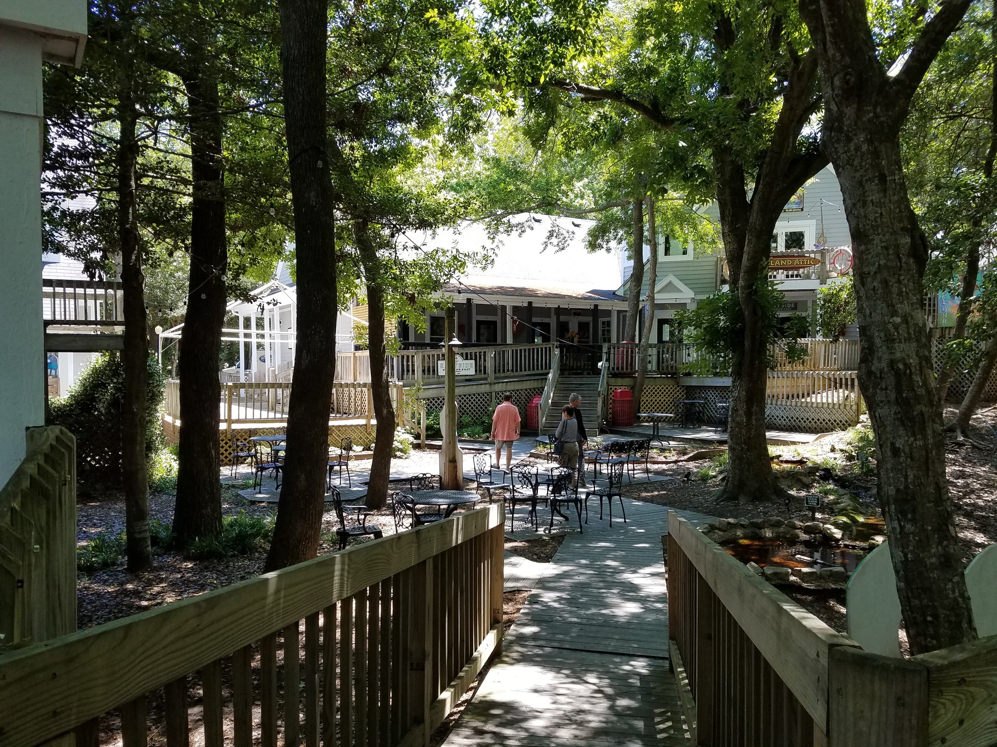 Scarborough Faire Shopping Village Outdoor Patio and Walkway in Duck, North Carolina.