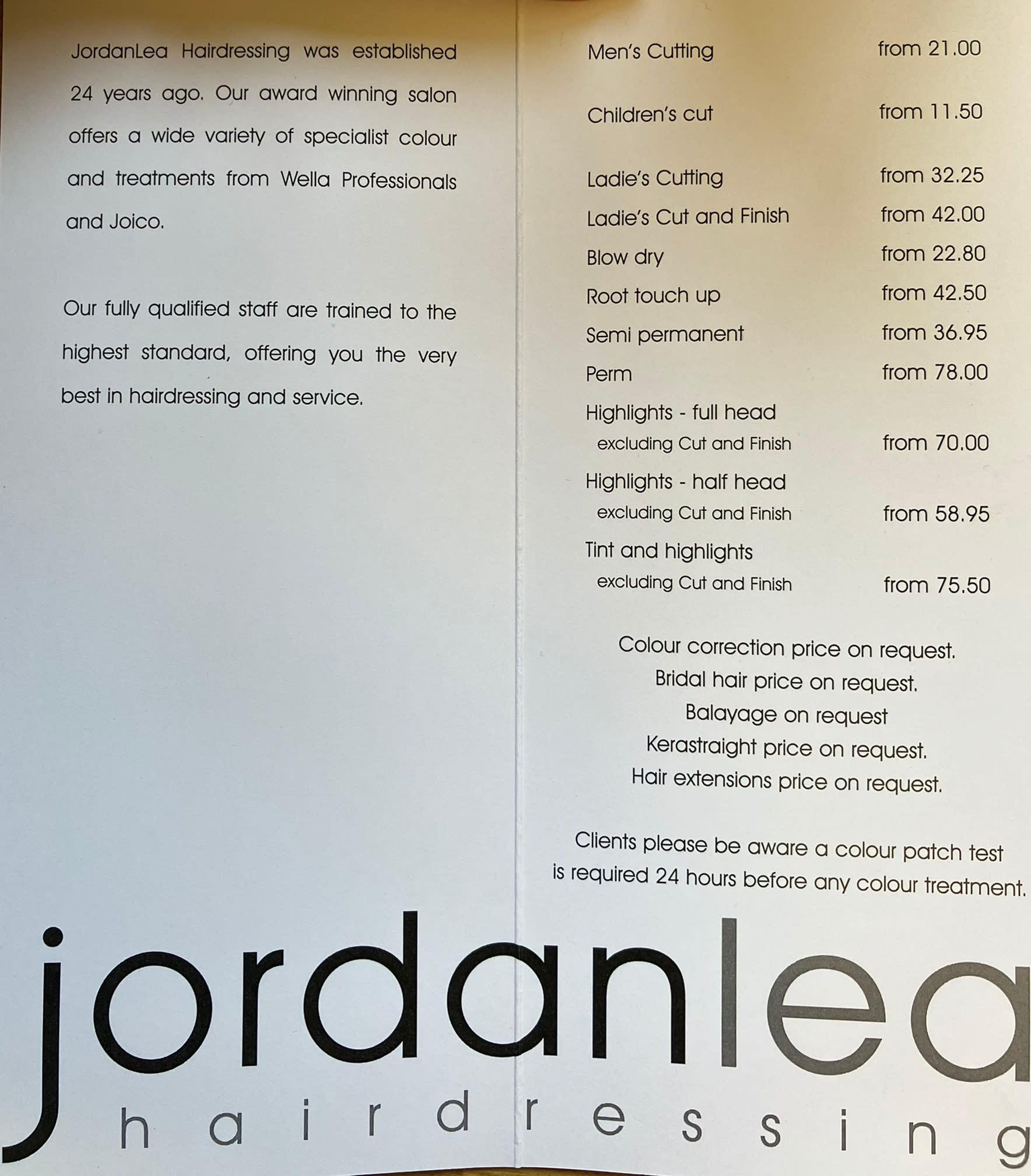 Jordan Lea Hairdressing Cheadle 01614 372423