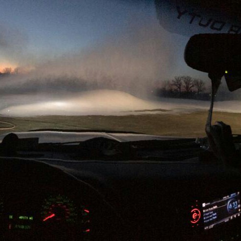Jake Thurlwell making snow for GLX Snocross with equipment provided by Ameritemp