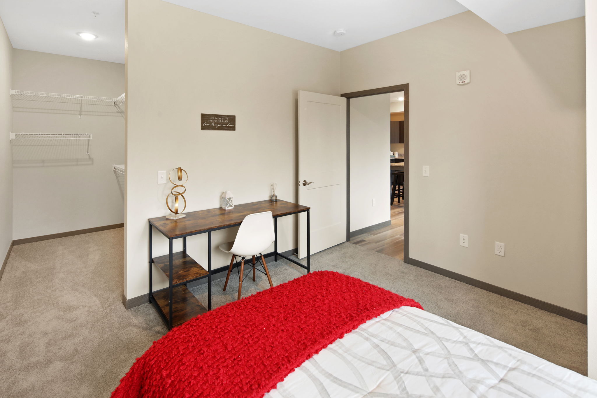 Carpeted Bedroom With Spacious Walk-In Closet