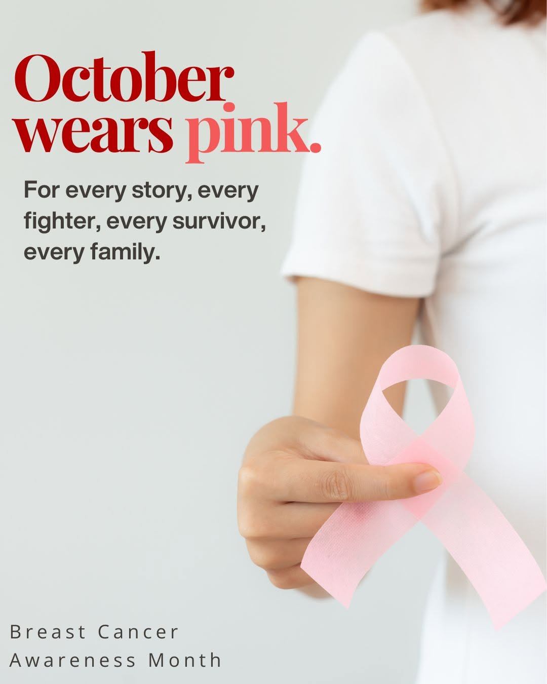 October is a time to recognize the strength, courage, and love surrounding those affected by breast cancer. We&rsquo;re thinking of those facing it today, those who have come through it, and the family and friends standing beside them. This month, we wear pink in their honor.