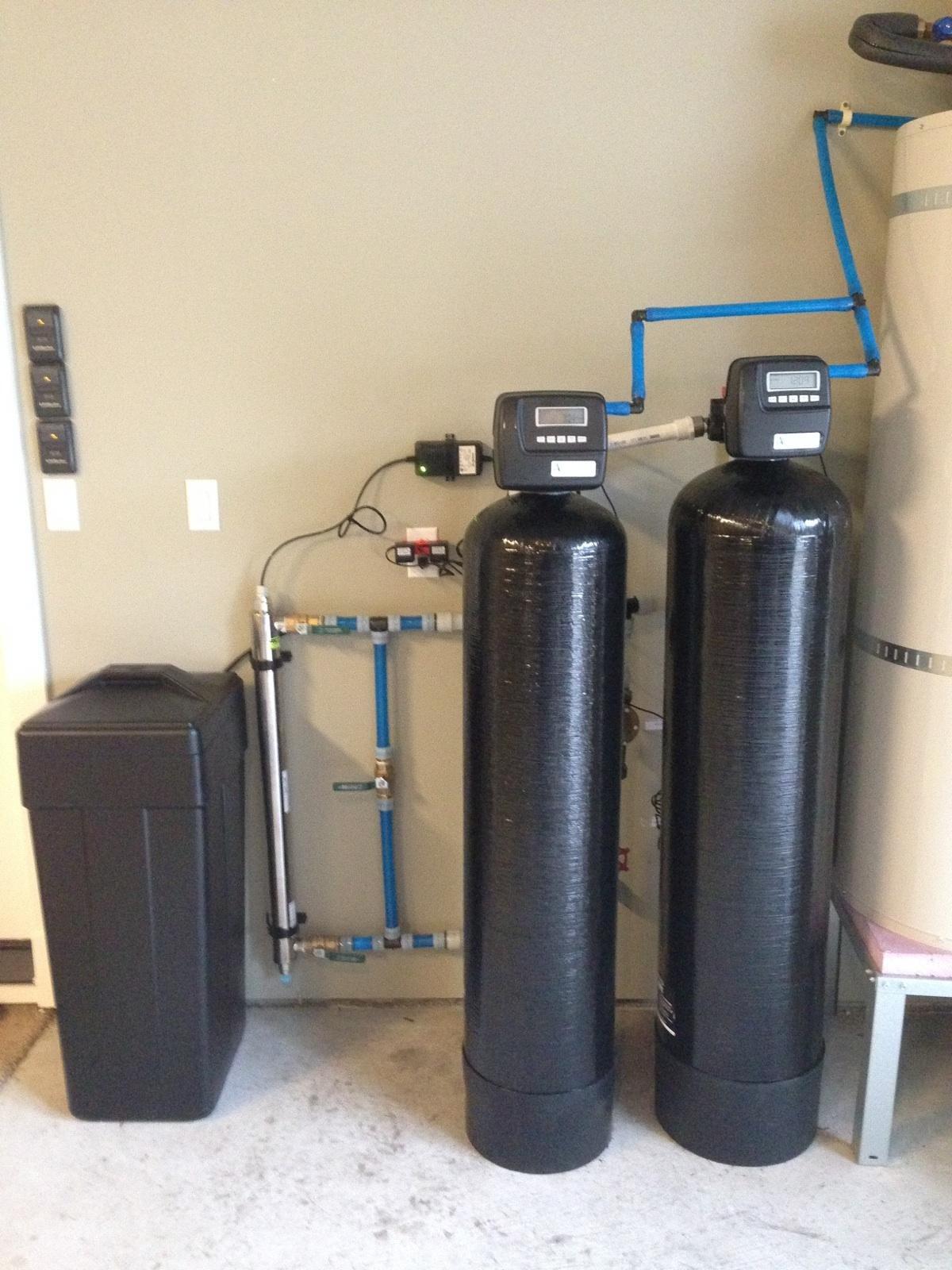 This community water system disinfects the water using ultra-violet (UV) light and removes water staining elements.