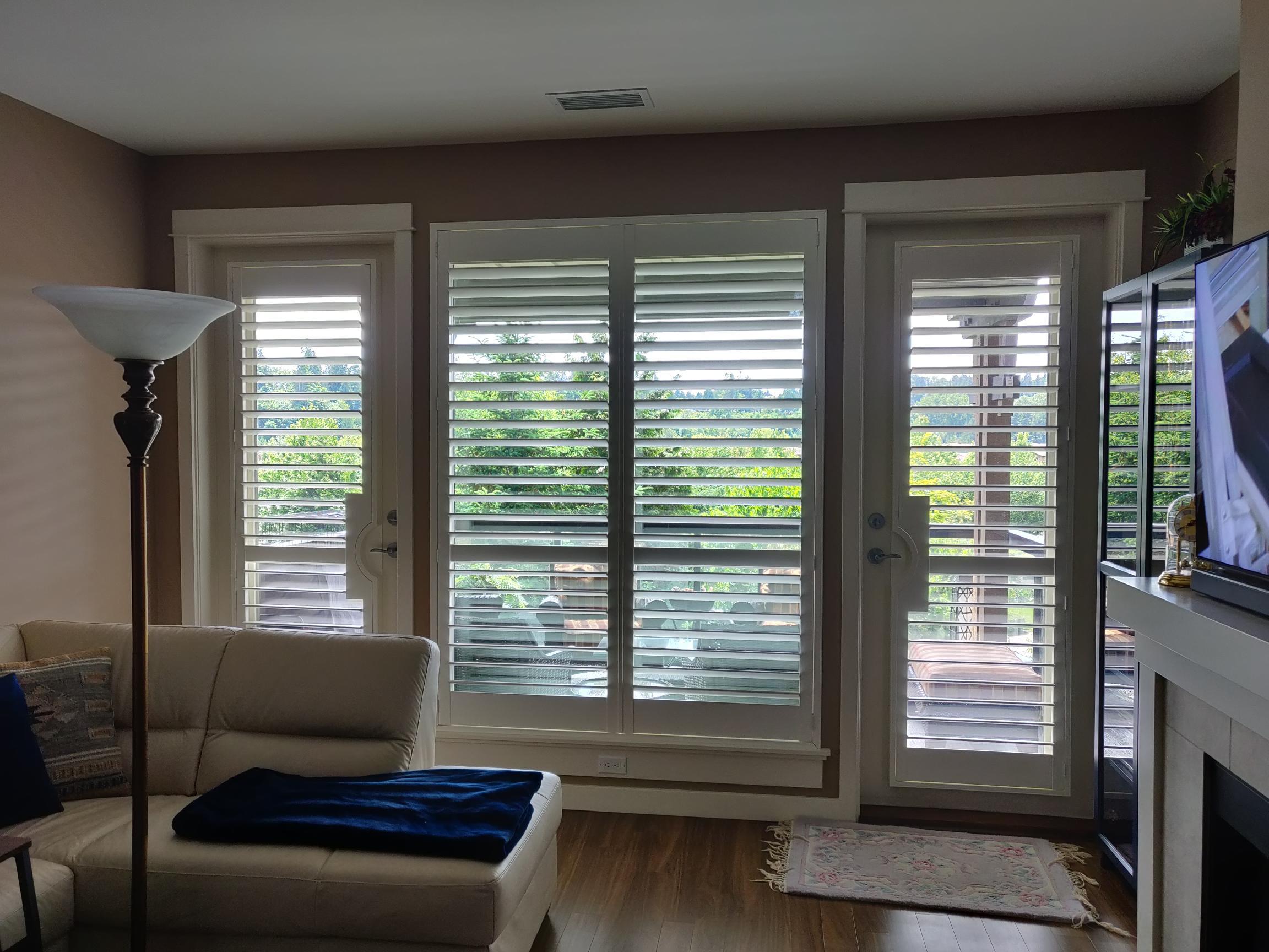Custom Door and Slider Shutters Budget Blinds of Comox Valley and Campbell River Courtenay (250)338-8564