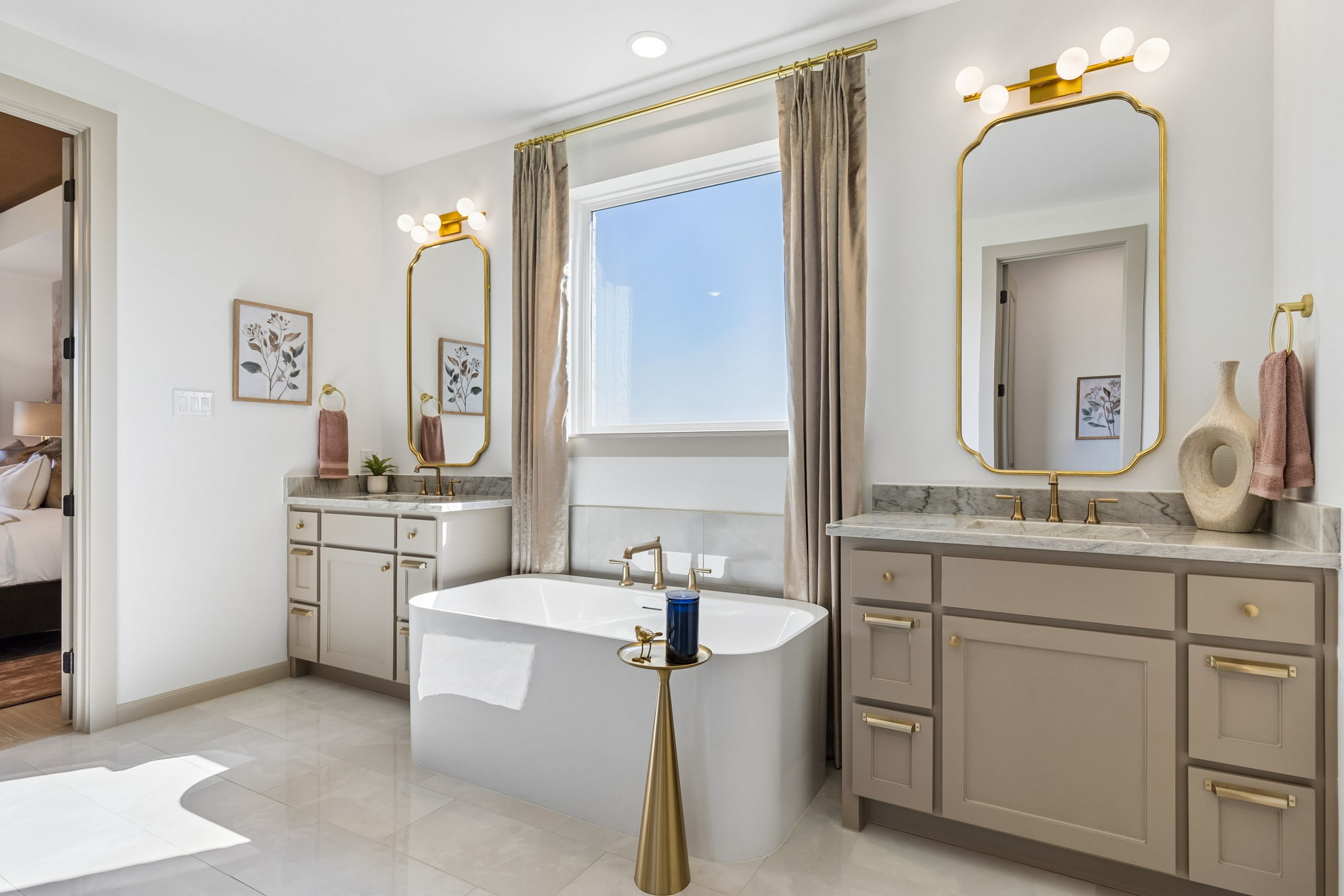 Owner's bathroom in the Rainwater Crossing model home in Celina, TX.