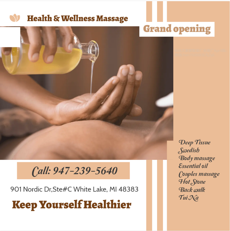 Whether it's stress, physical recovery, or a long day at work, Health & Wellness Massage has helped 
many clients relax in the comfort of our quiet & comfortable rooms with calming music.